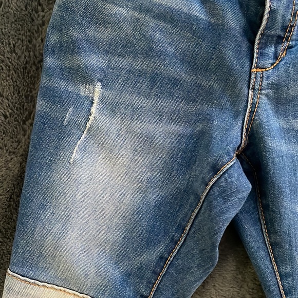 Boyfriend Skinny Jeans Mixed Denim Patchwork Distressed Old Navy Adjustable Sz 6 - Picture 3 of 7